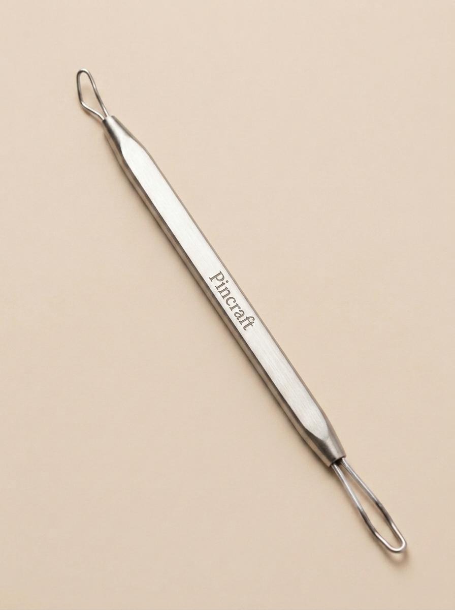 Pincraft double-ended blackhead remover in brushed stainless steel