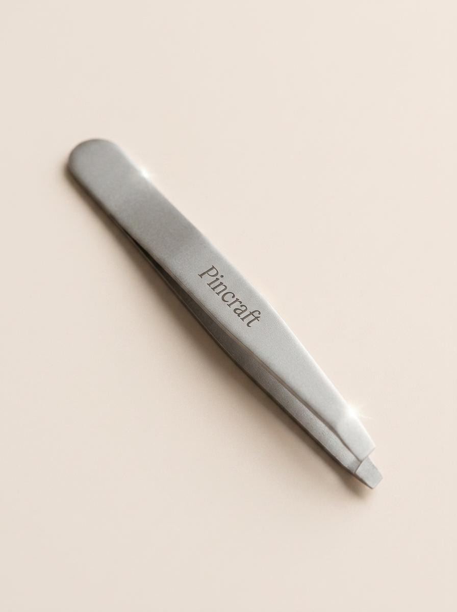 Pincraft tweezer with dotted etched pattern on a dark background